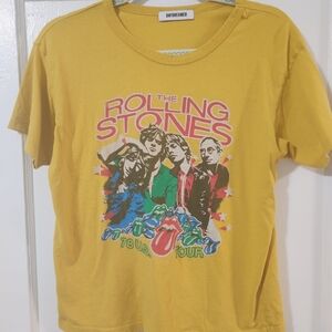 Daydreamer Mustard Rolling Stones Tee. Womans Medium